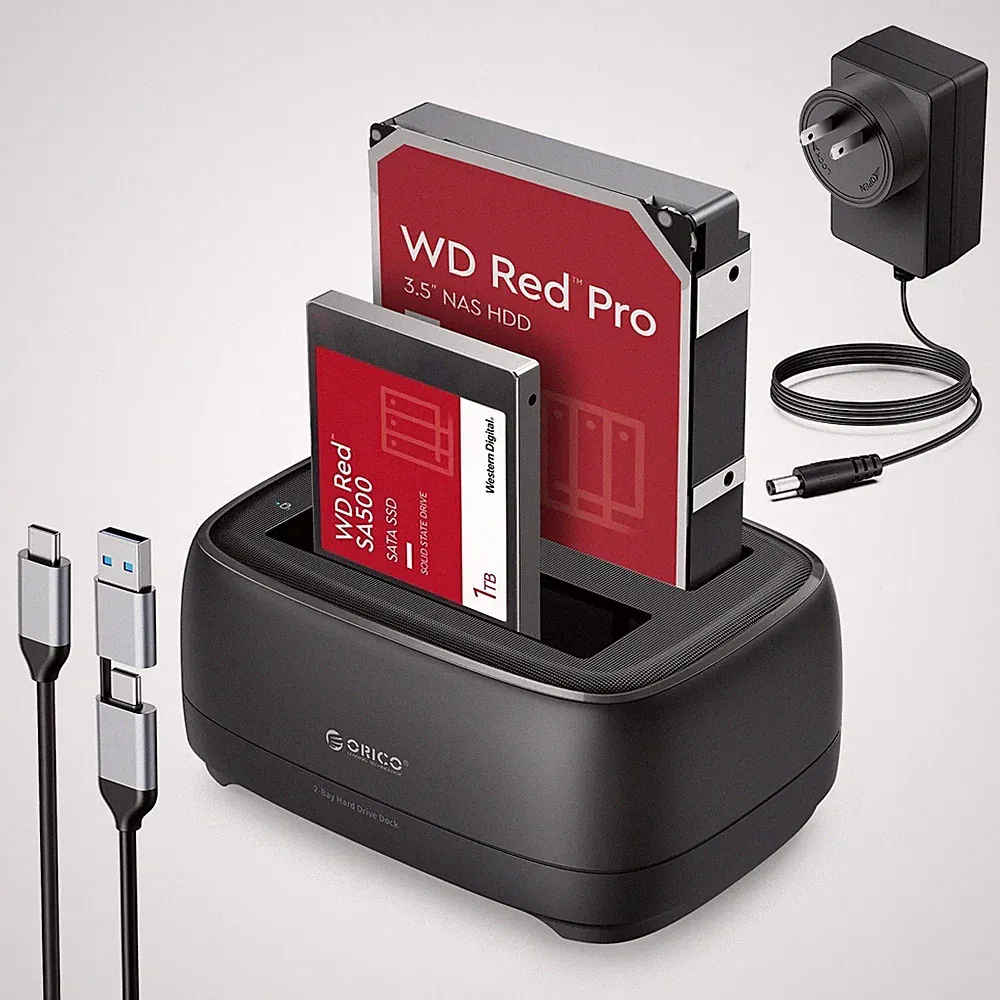 Hard Drive Docking Station USB 3.2 Gen 1 to SATA Hard Drive Enclosure Dual Ba...